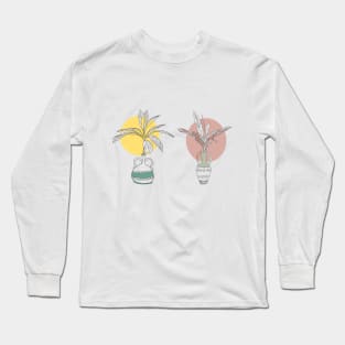 Boho style minimalist tropical plant design set of 2 Long Sleeve T-Shirt